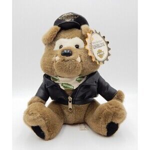 Harley Davidson Motorcycles Bulldog North Pole Plush Dog With Jacket Hat Scarf